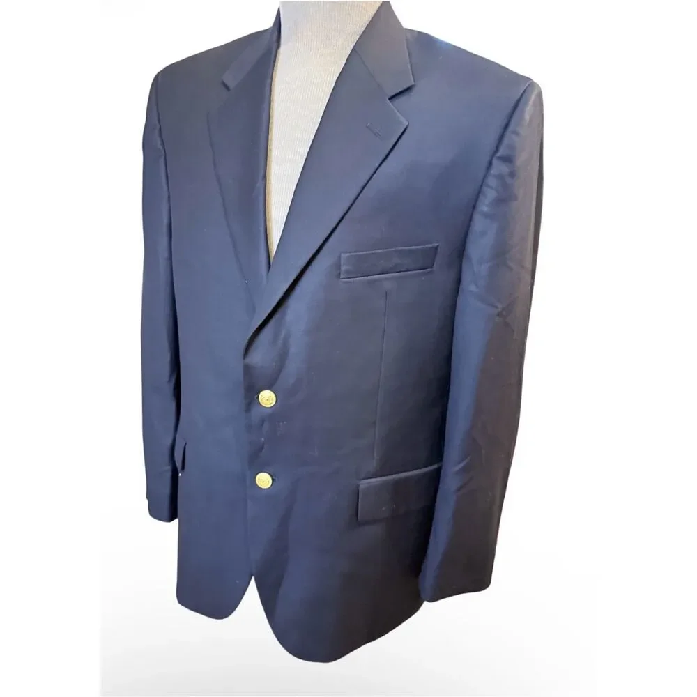 Lauren Ralph Lauren Mens Navy Blue Blazer Wool 48R Preppy Classic